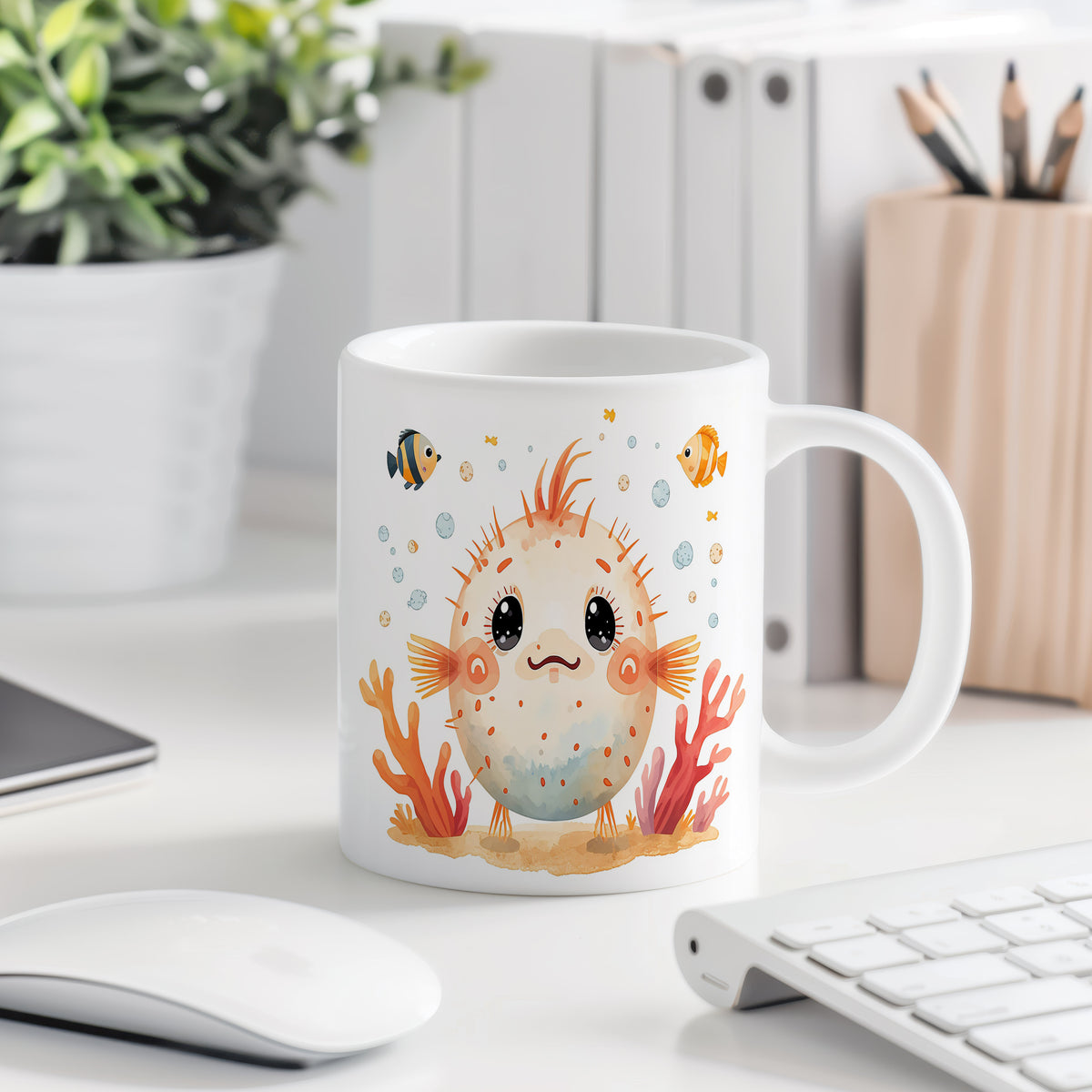 Hrnek s motivem z vodního světa – Roztomilý pufferfish