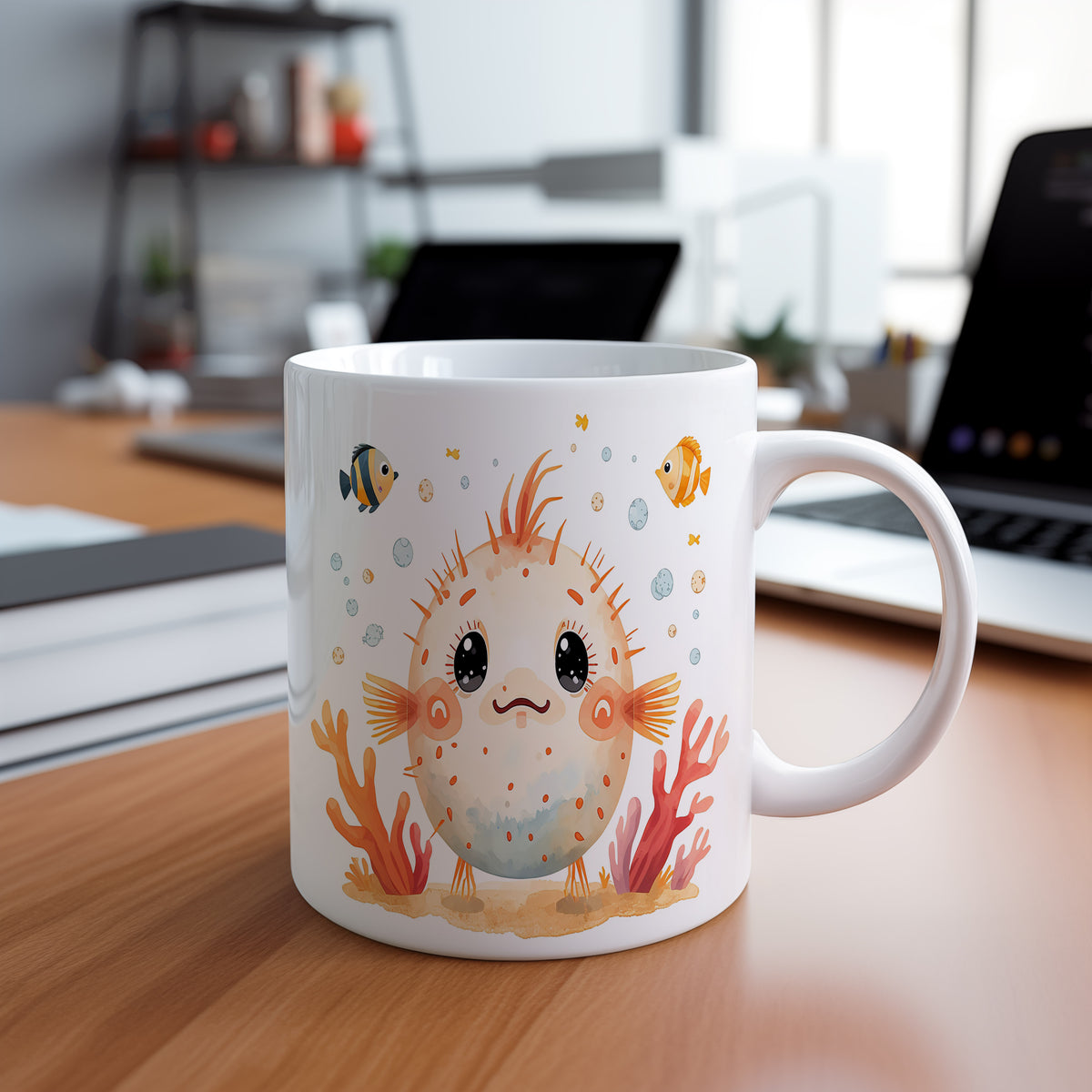 Hrnek s motivem z vodního světa – Roztomilý pufferfish
