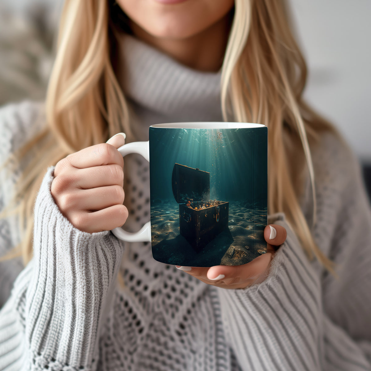 Hrnek s motivem z vodního světa – Poklad na dně oceánu