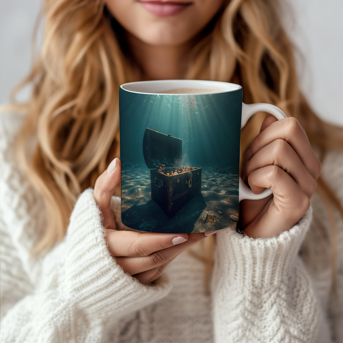 Hrnek s motivem z vodního světa – Poklad na dně oceánu