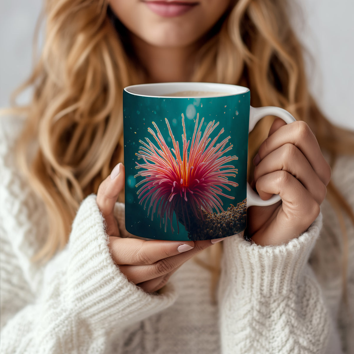 Hrnek s motivem z vodního světa – Anemonová elegance
