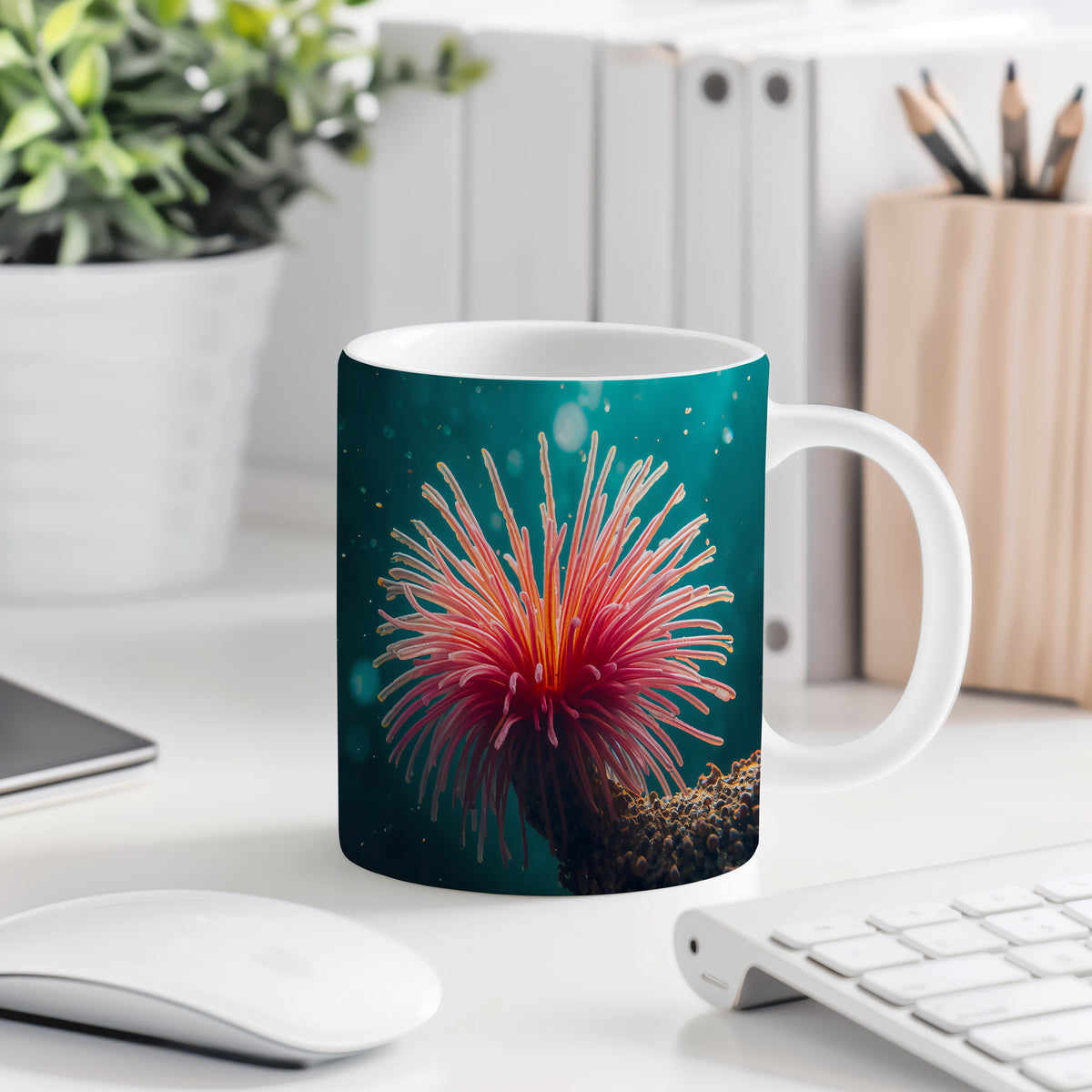 Hrnek s motivem z vodního světa – Anemonová elegance