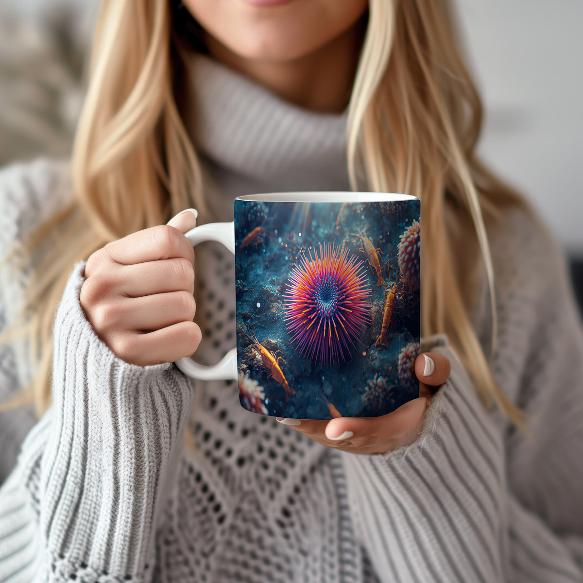 Hrnek s motivem z vodního světa – Mořská ježková fantazie