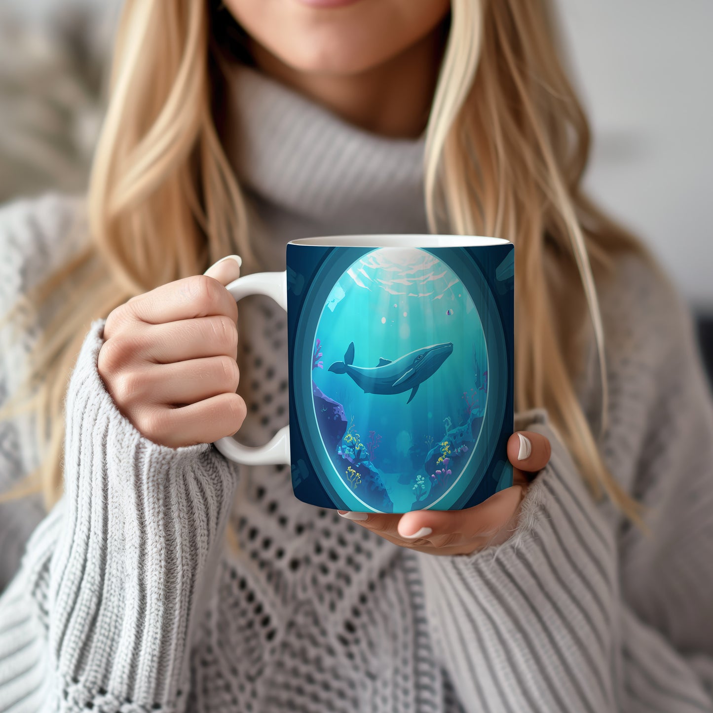 Hrnek s motivem z vodního světa – Modrá harmonie hlubin