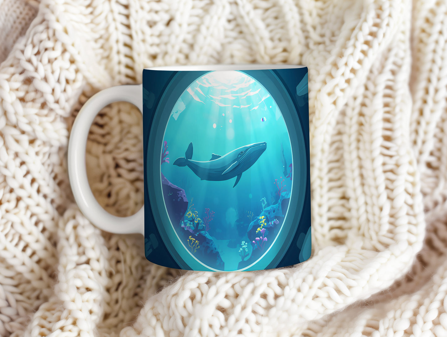 Hrnek s motivem z vodního světa – Modrá harmonie hlubin