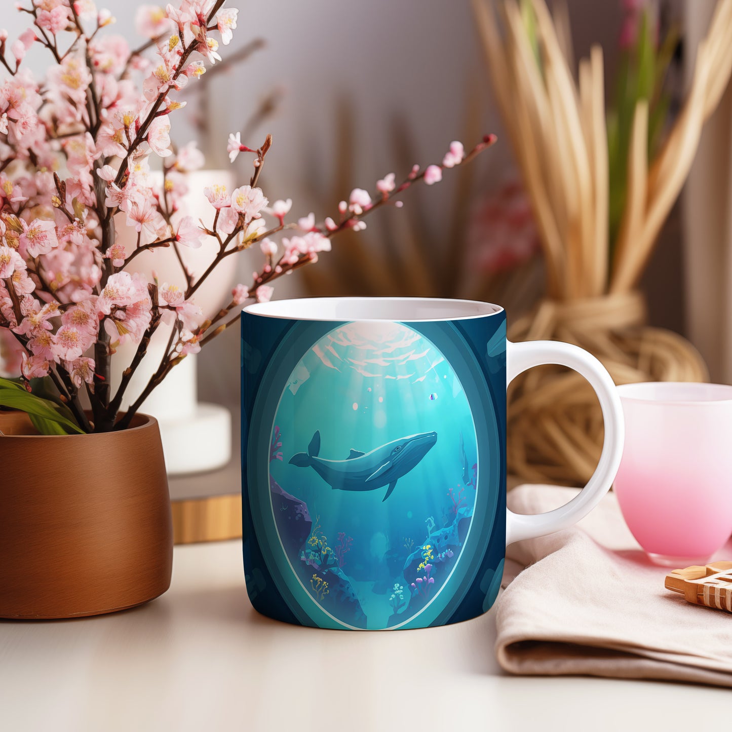 Hrnek s motivem z vodního světa – Modrá harmonie hlubin