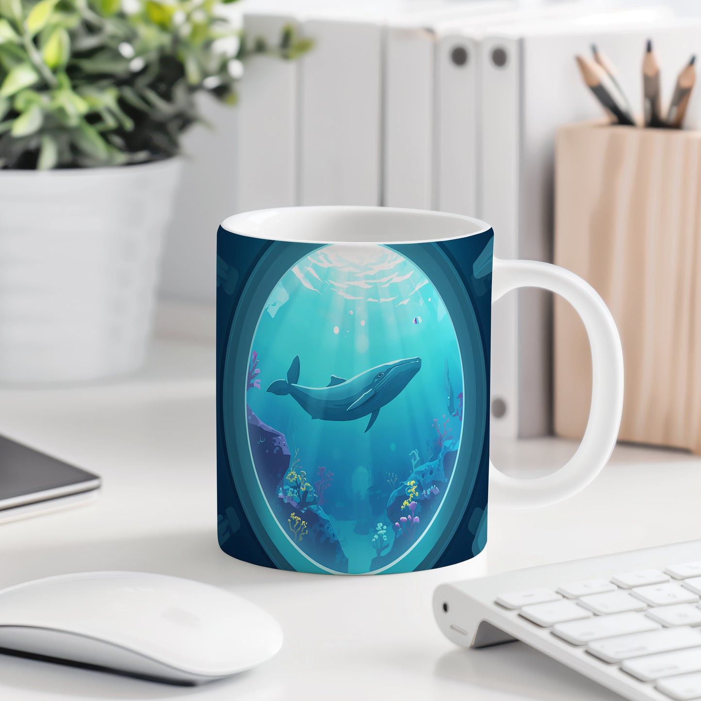 Hrnek s motivem z vodního světa – Modrá harmonie hlubin