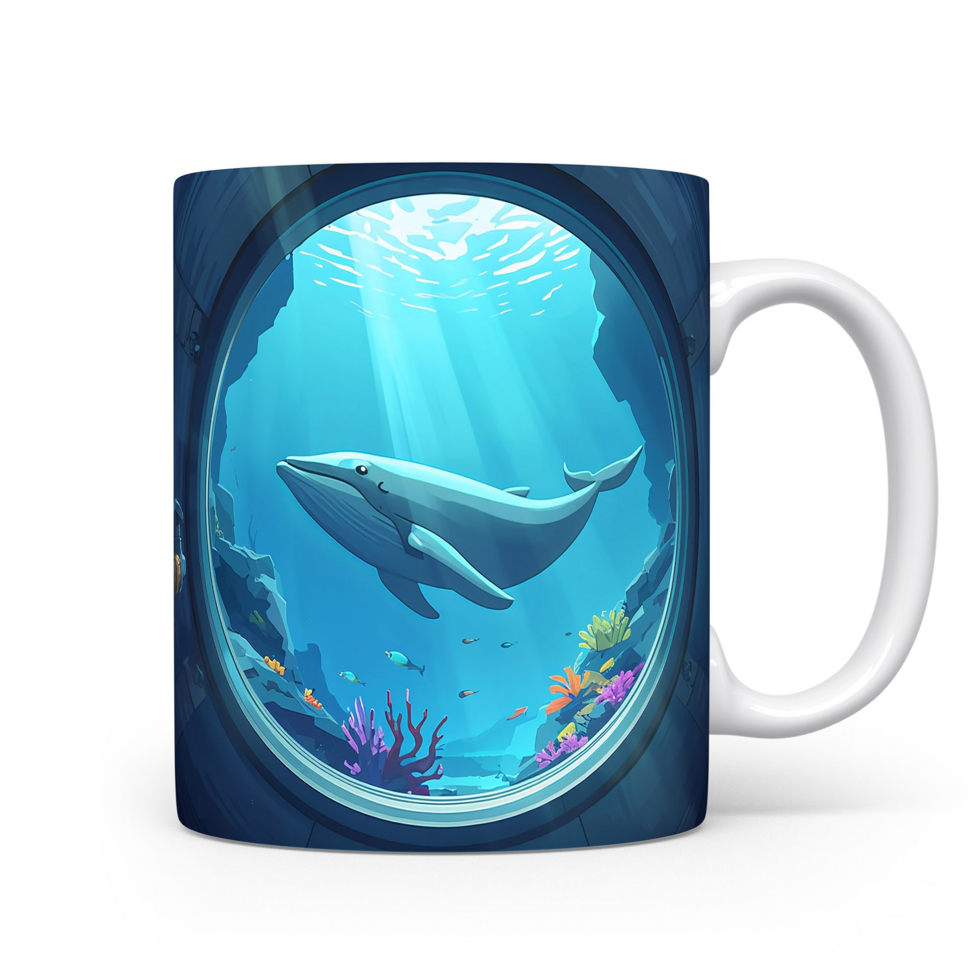 Hrnek s motivem velryby a korálů