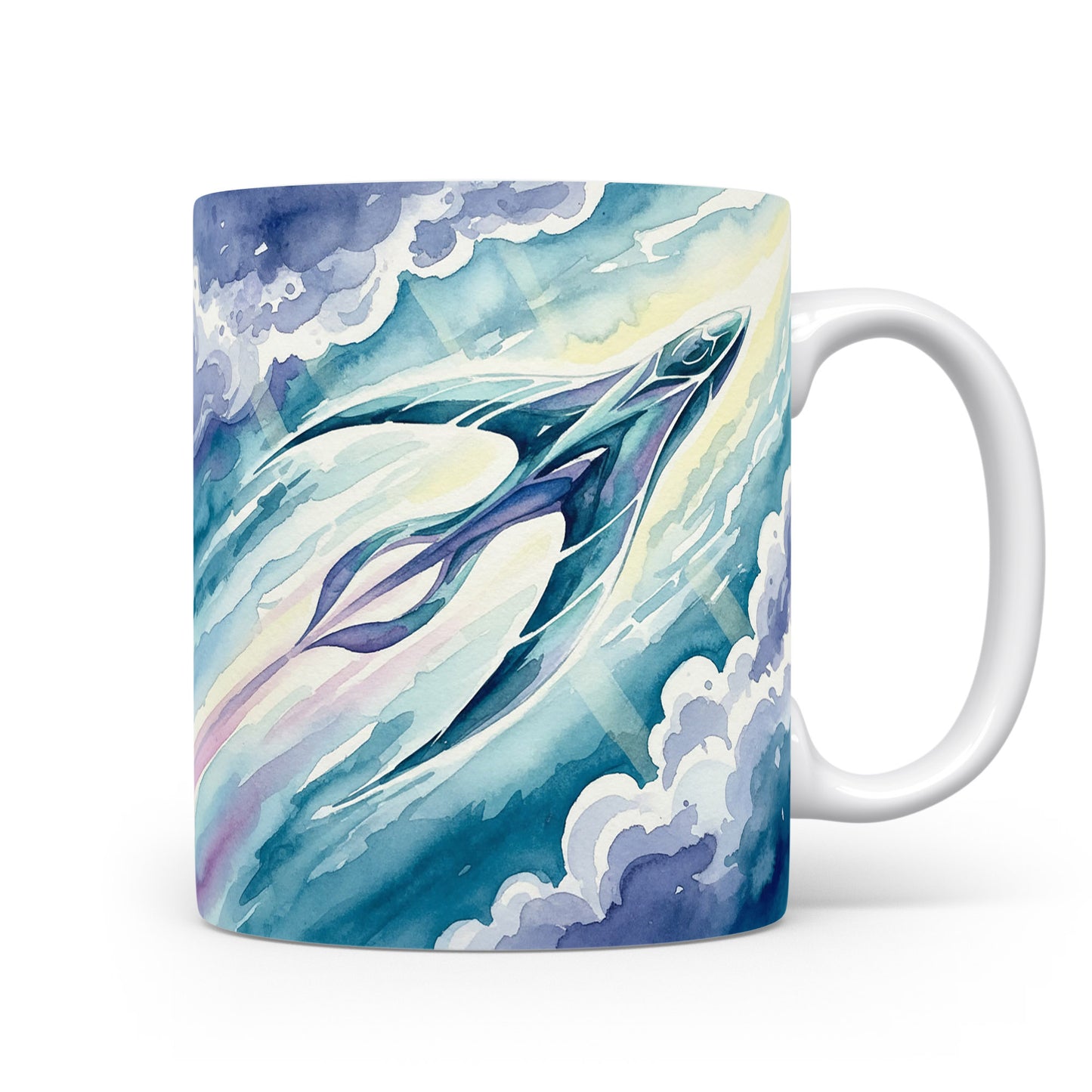 Hrnek s tryskáčem v oblacích