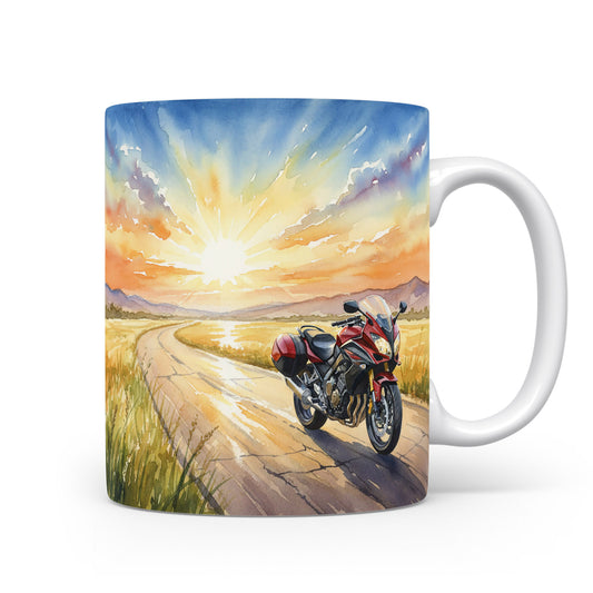 Motorka na cestě při západu slunce