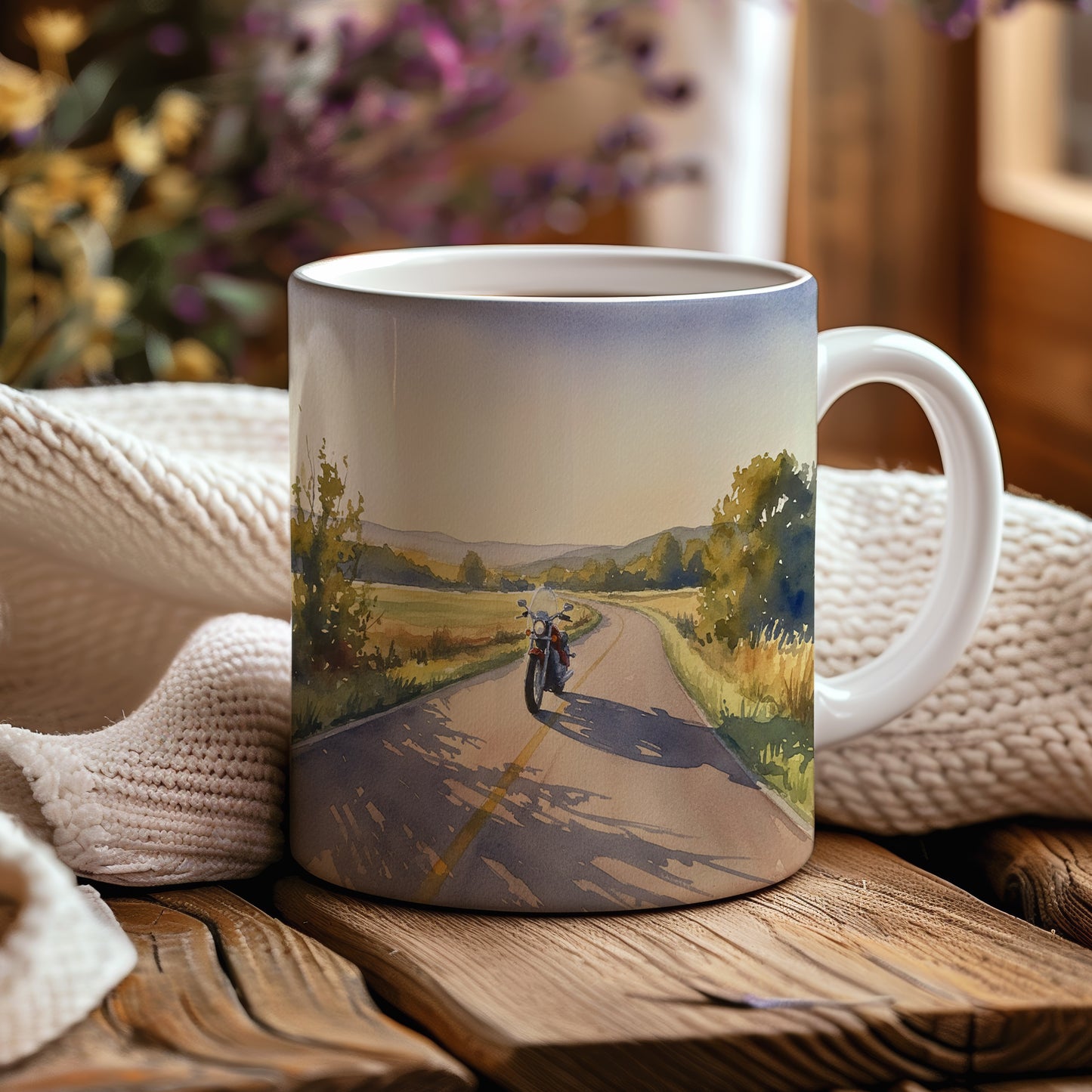 Hrnek s akvarelem silniční motorky