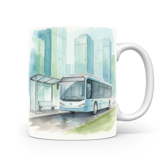 Hrnek s akvarelovým motivem autobusu