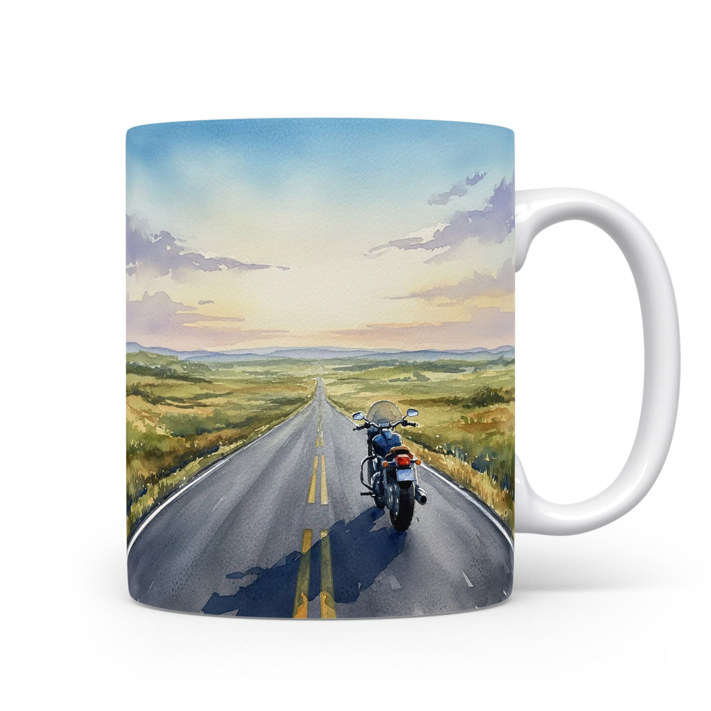 Hrnek s motorkou na dlouhé cestě