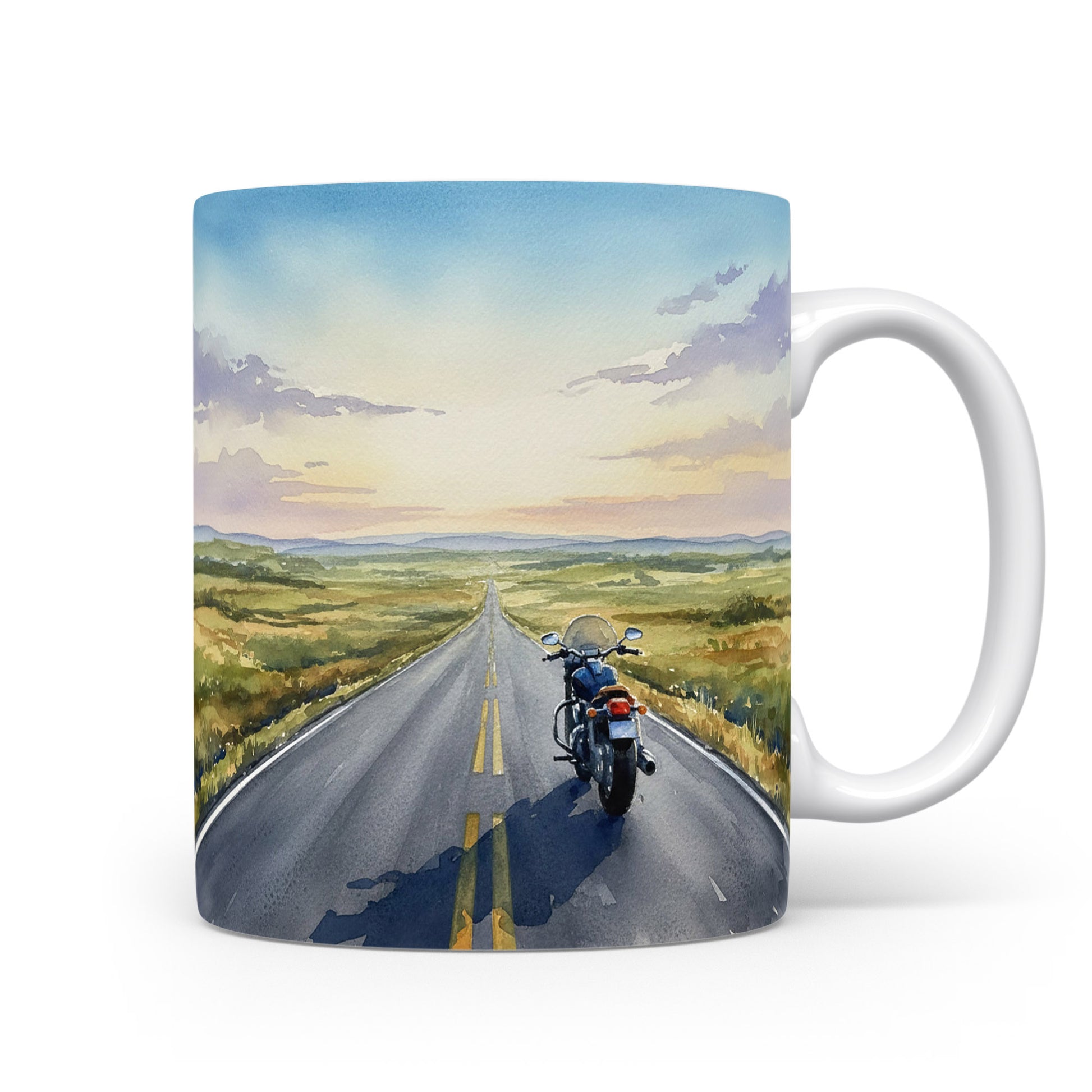 Hrnek s motorkou na dlouhé cestě