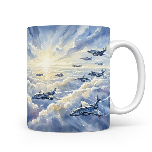 Hrnek s letadly v oblacích