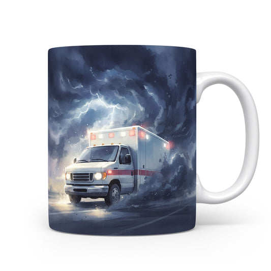 Hrnek s obrázkem ambulance v bouři