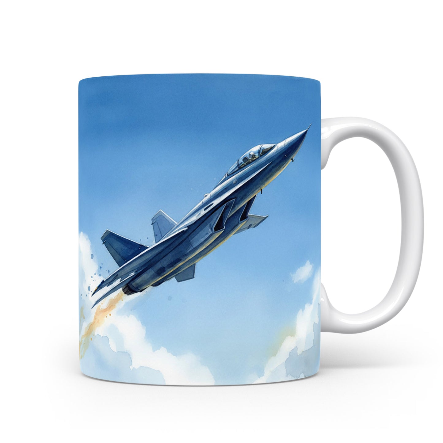 Hrnek s akvarelovým proudovým letounem