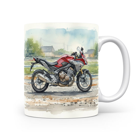 Hrnek s akvarelem motorky v parku