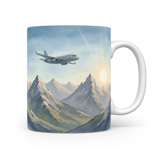 Letadlo nad horami na hrnku