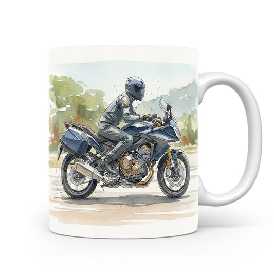 Jezdec na motorce v akvarelovém stylu