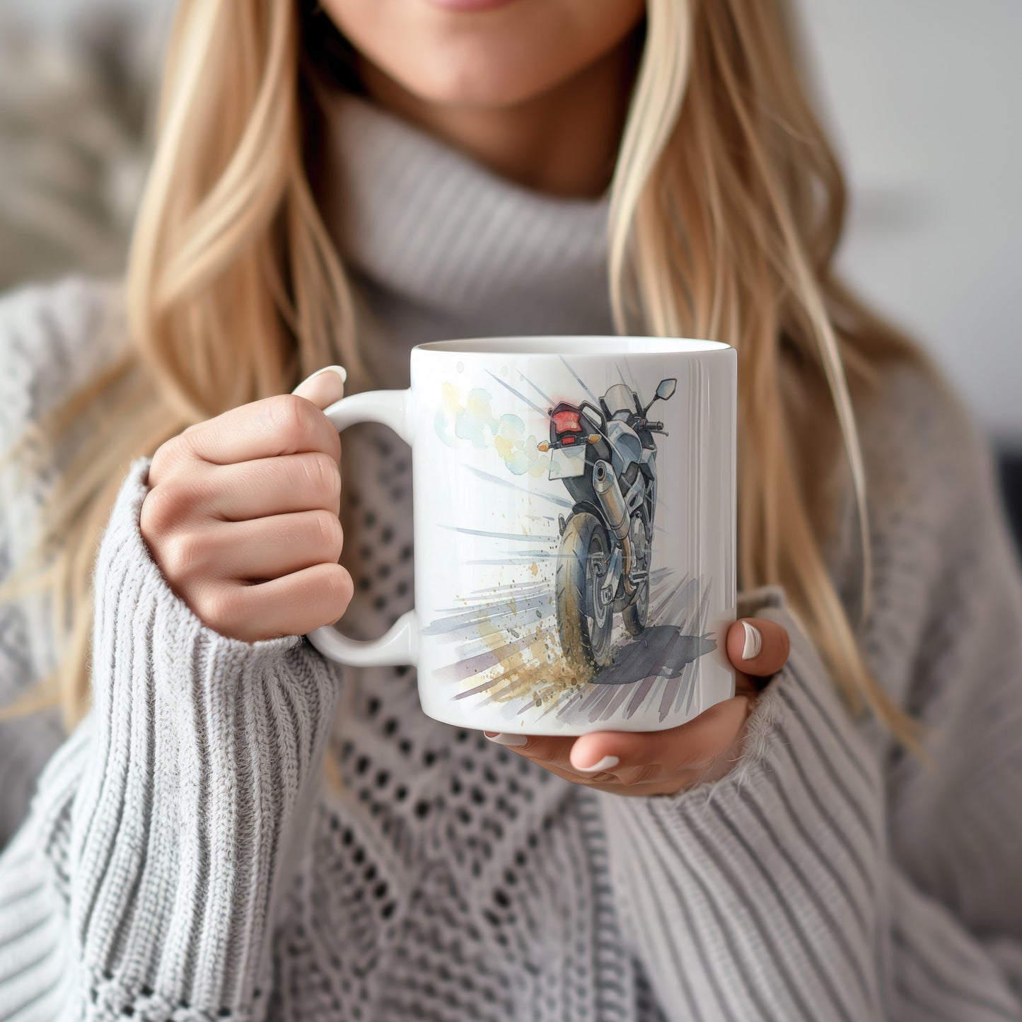 Hrnek s akvarelovou motorkou v rychlosti