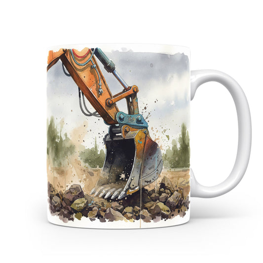 Hrnek s bagrem v dynamickém pohybu