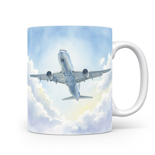 Letadlo v modré obloze na hrnku