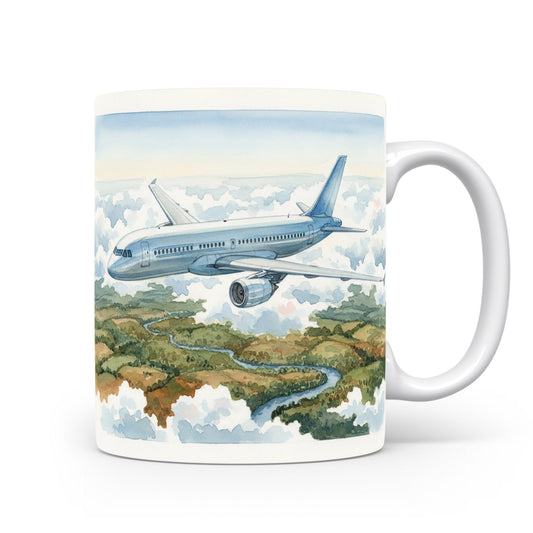 Letadlo nad krajinou na hrnku