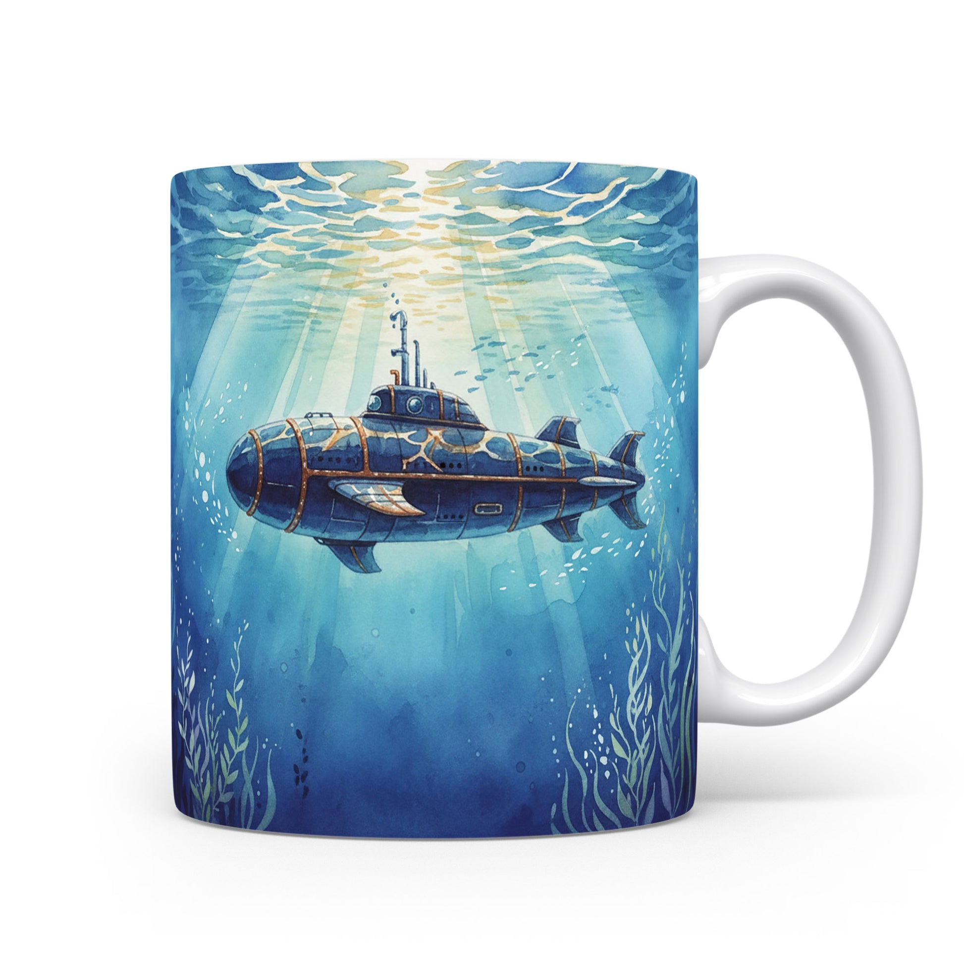Hrnek s akvarelovou ponorkou v hlubinách