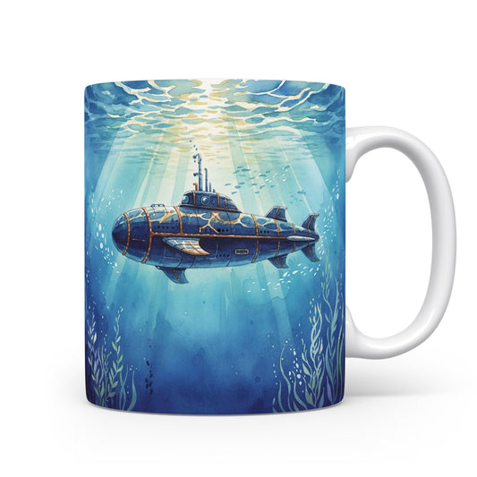 Hrnek s akvarelovou ponorkou v hlubinách