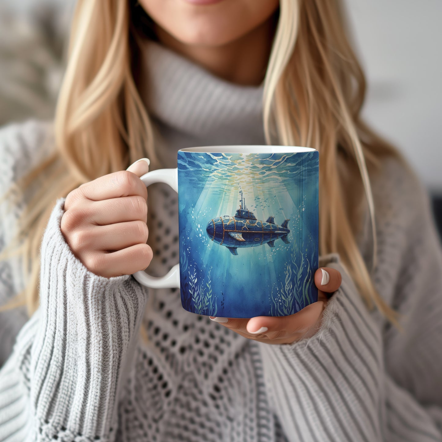 Hrnek s ponorkou v hlubinách