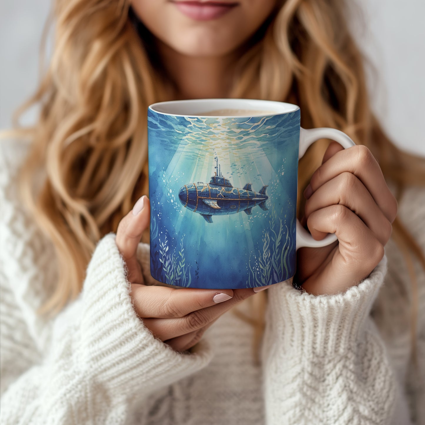 Hrnek s ponorkou v hlubinách