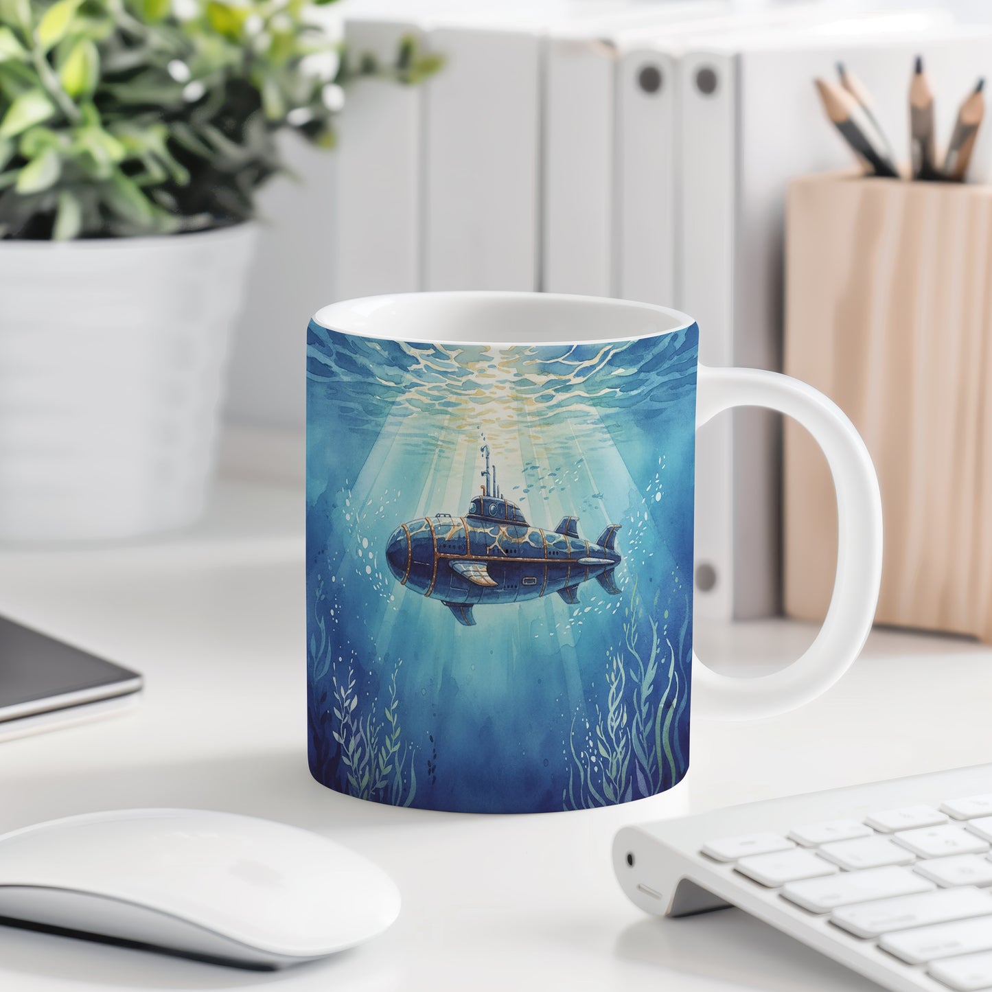 Hrnek s ponorkou v hlubinách