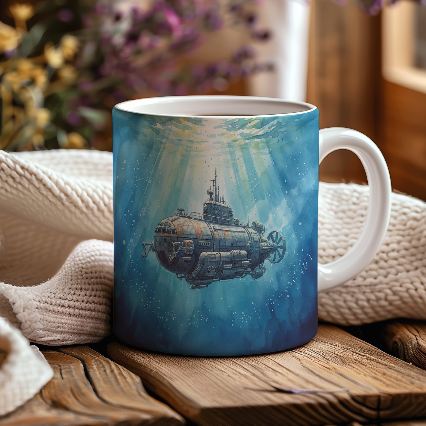 Hrnek s ponorkou pod hladinou