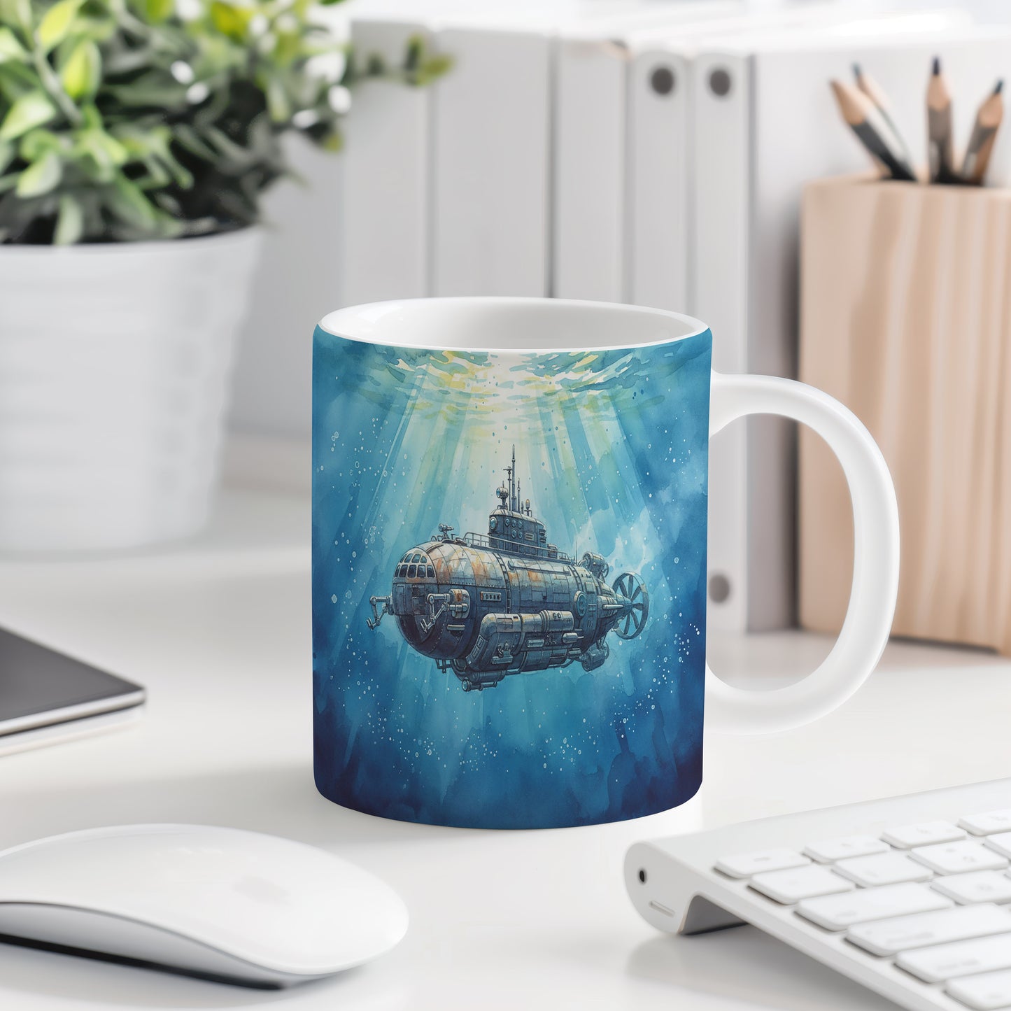 Hrnek s ponorkou pod hladinou