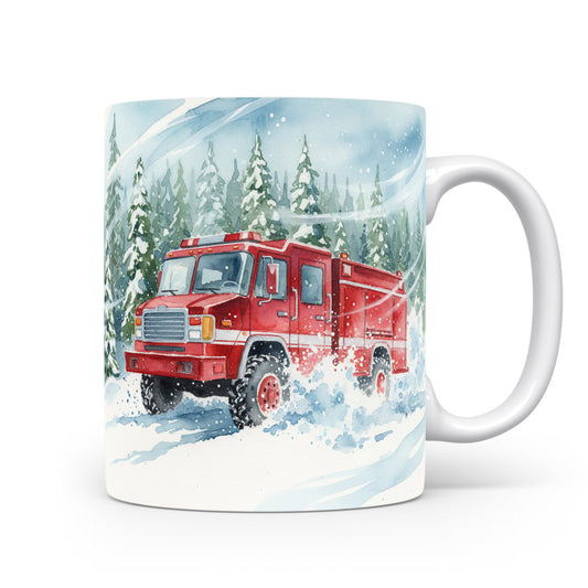 Hasičský vůz v zimní krajině