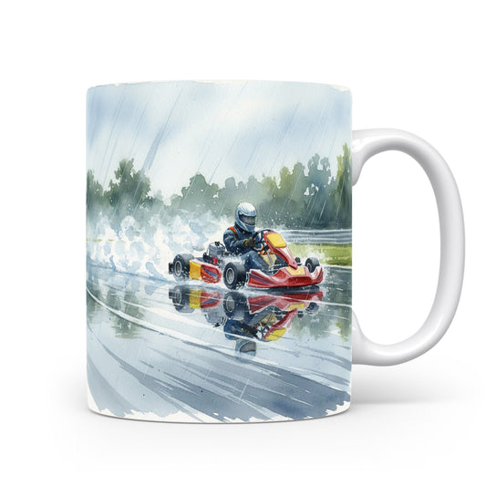 Motokára na mokré dráze v dešti