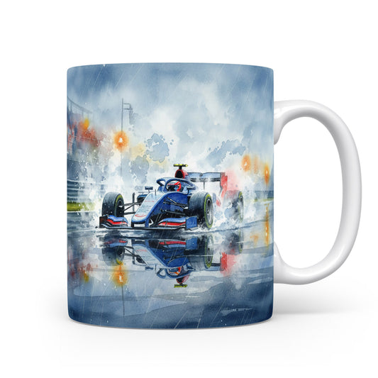 Hrnek s formulí v dešti