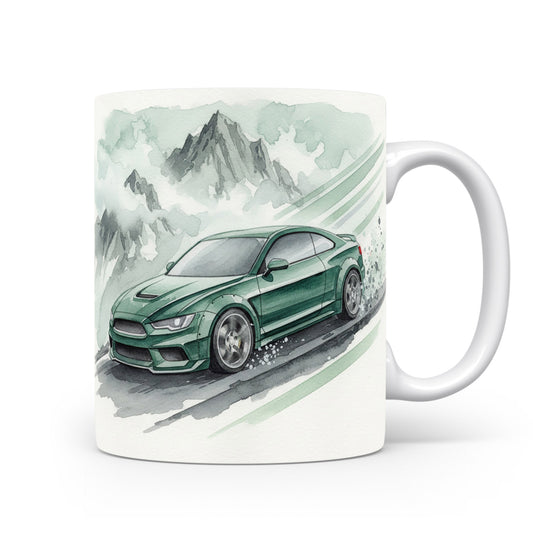 Hrnek s autem v horách