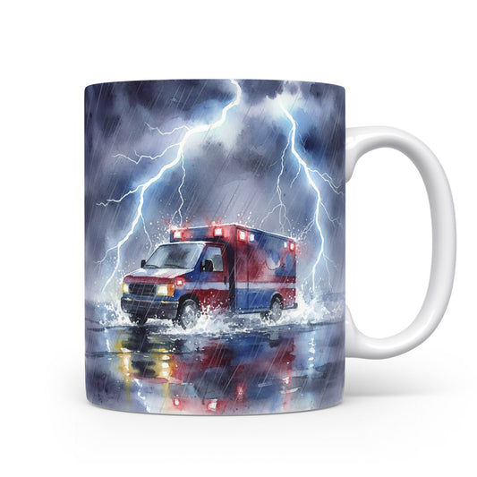 Hrnek s motivem sanitky v bouři