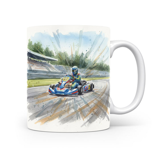 Motokára na závodní dráze akvarel