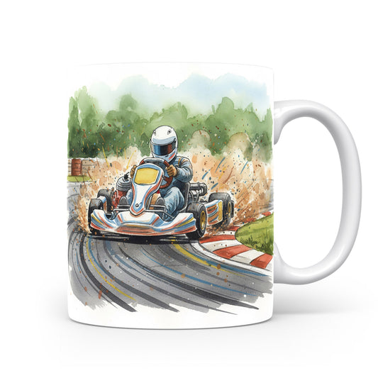 Motokára na závodní trati v akvarelu