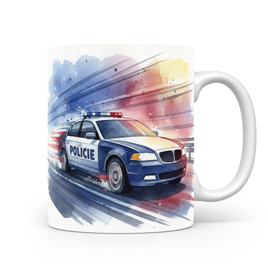 Akvarelový motiv policejního auta