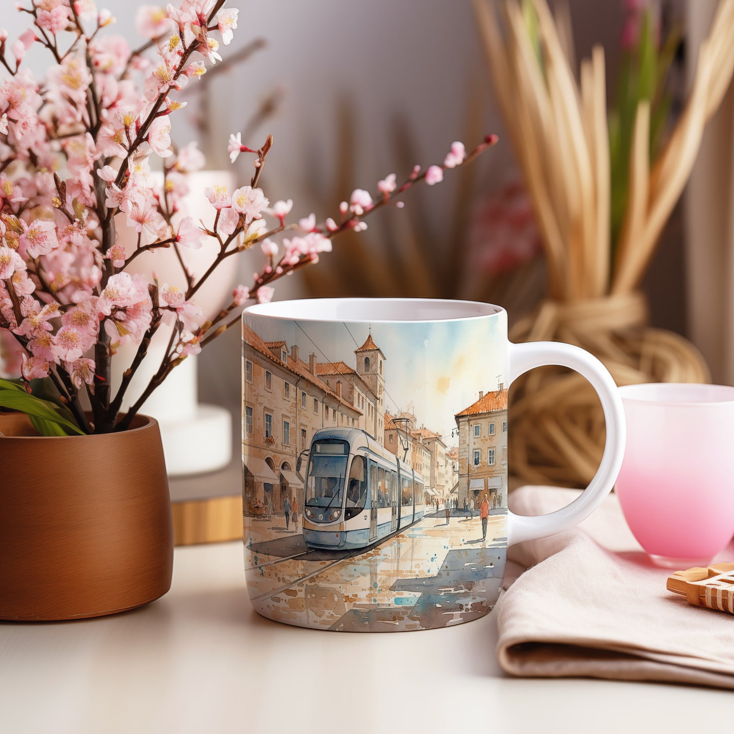 Hrnek s tramvají v historickém centru