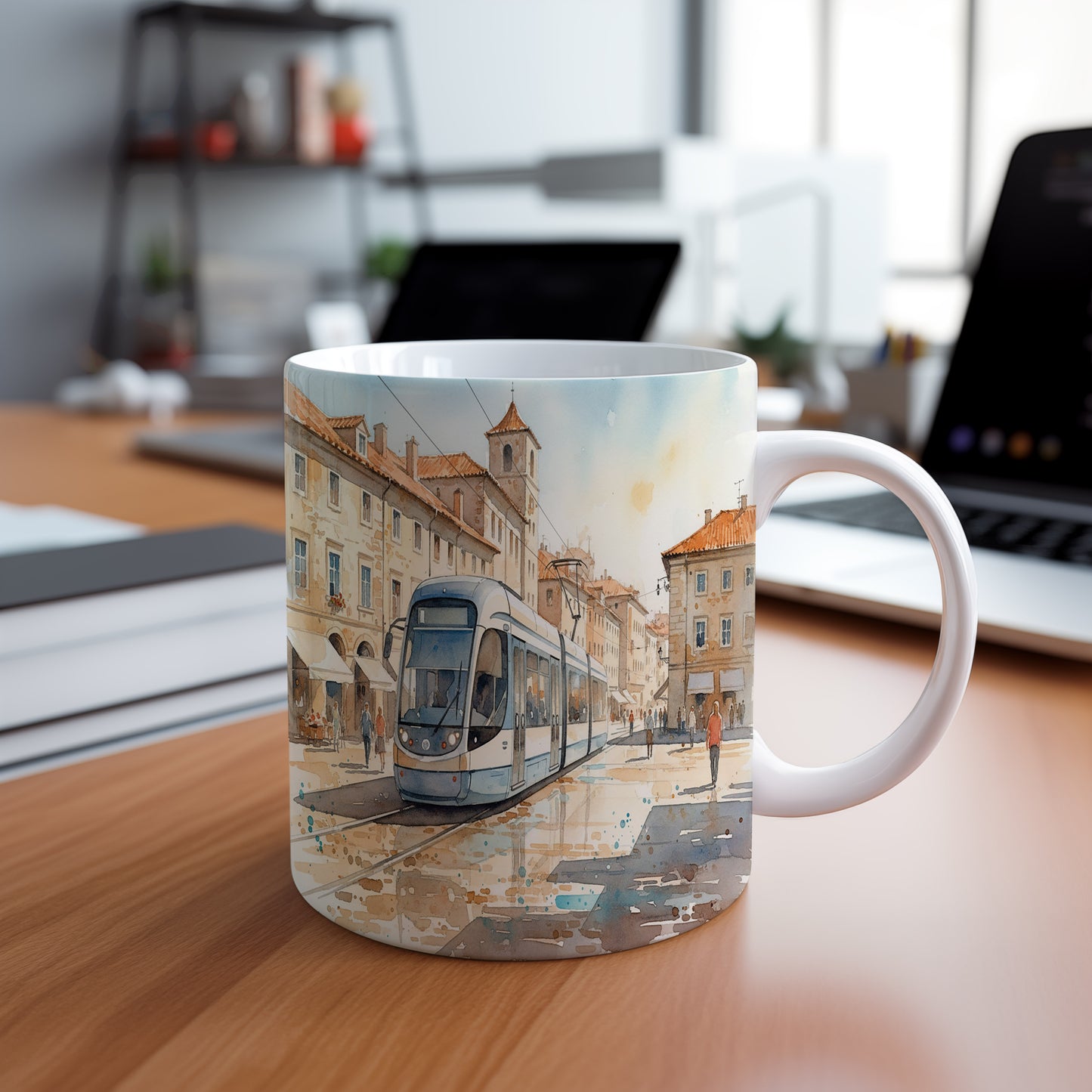 Hrnek s tramvají v historickém centru