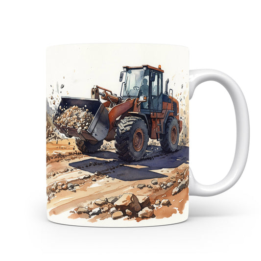 Hrnek s akvarelovým motivem nakladače v kamenolomu