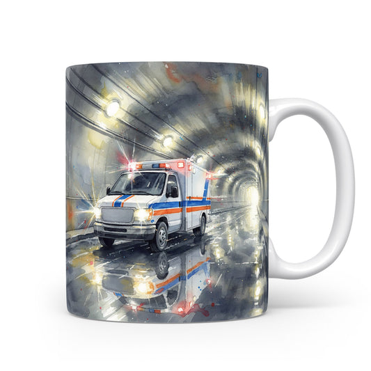 Hrnek se sanitkou v tunelu