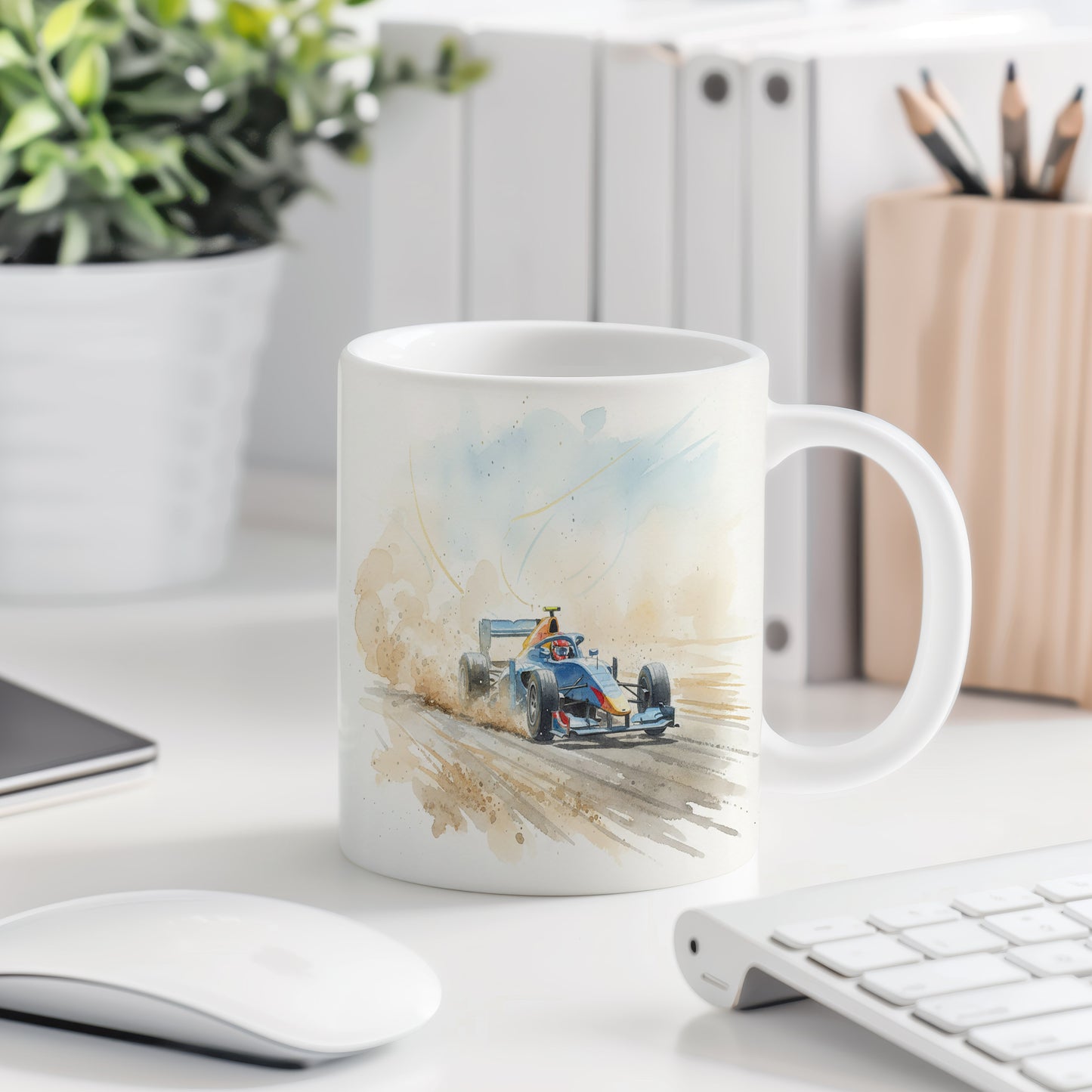 Hrnek s formulí na prašné dráze