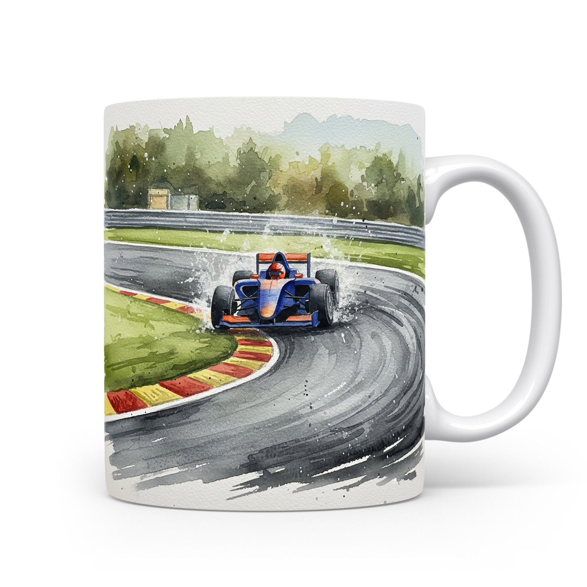 Akvarelový motiv formule na závodní dráze