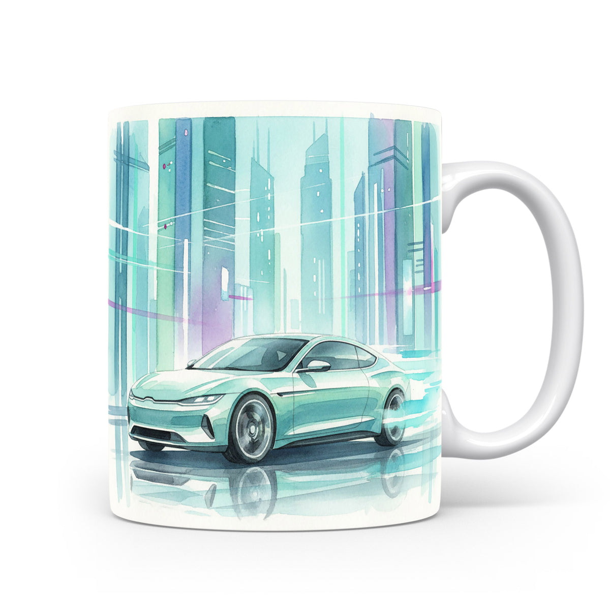 Futuristické auto v městském prostředí